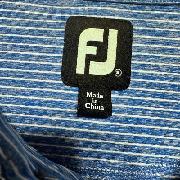 FOOTJOY Lisle Blue & White Micro Striped Mens Golf Polo Shirt Stretchy size XL - Picture 5 of 9